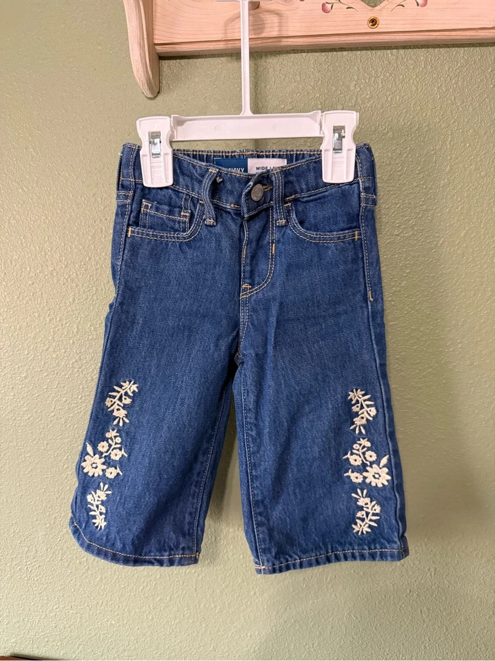 Children's Embroidered Denim Wide Leg Pants